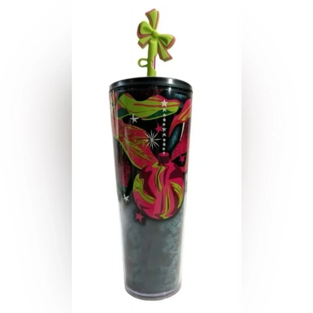 STARBUCKS Tumbler 2023 Holiday Ribbon With Bow Straw Topper